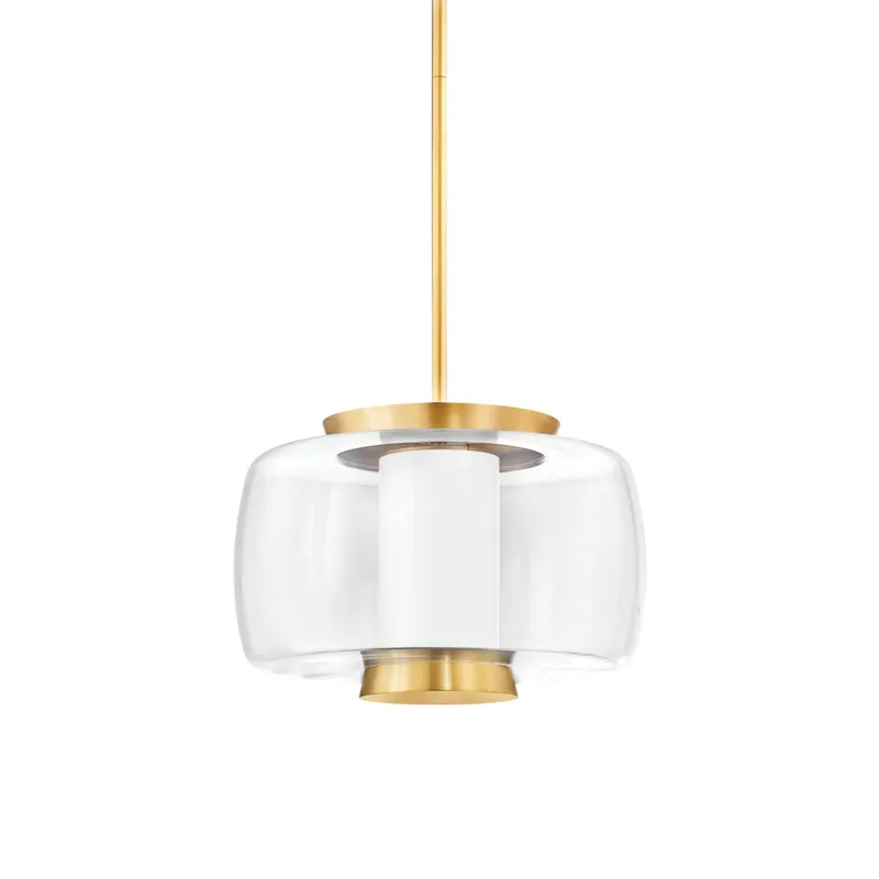 Beau 1-Light Pendant in Aged Brass 20W x 13.75H