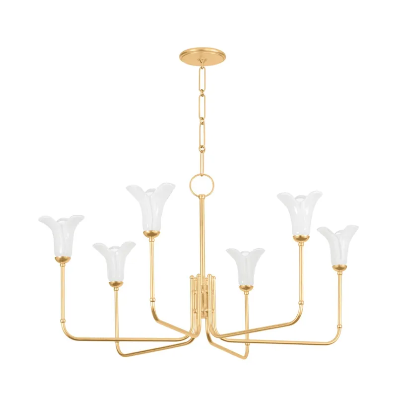Montclair 6-Light Chandelier in Vintage Gold Leaf 40W x 21.25H