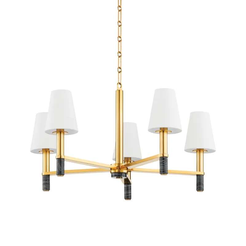 Montreal 5-Light Chandelier in Aged Brass 30W x 16H