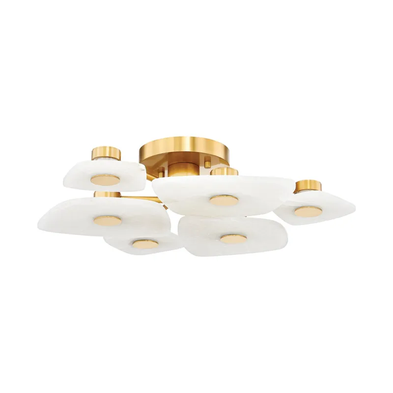 Holmdel 6-Light Semi Flush in Aged Brass 27.75L x 27.75W x 6.25H
