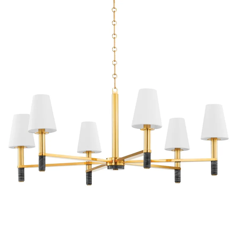 Montreal 6-Light Chandelier in Aged Brass 40W x 17.25H
