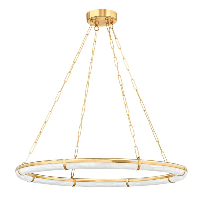 Sennett 1-Light Chandelier in Aged Brass 42W x 2.75H