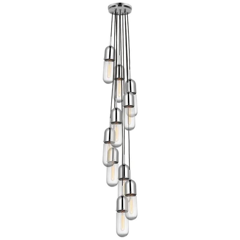 Thomas O'Brien Junio 10-Light Pendant in Polished Nickel with Clear Glass Ceiling Light W9.5" (Configurable)