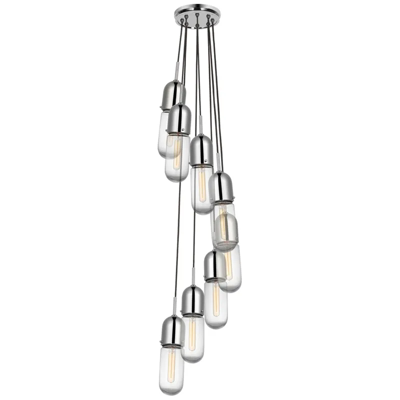 Thomas O'Brien Junio 8-Light Pendant in Polished Nickel with Clear Glass Ceiling Light W9.5" (Configurable)