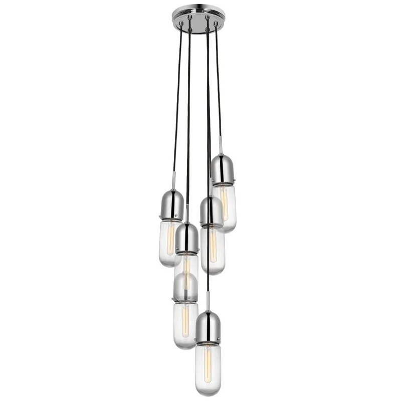 Thomas O'Brien Junio 6-Light Pendant in Polished Nickel with Clear Glass Ceiling Light W9.5" (Configurable)