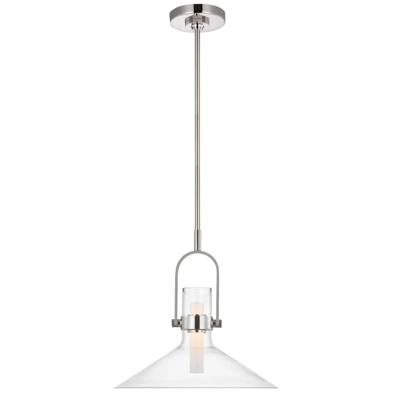 Ian K. Fowler Larkin 14" Empire Pendant in Polished Nickel with Clear Glass Ceiling Light W14"