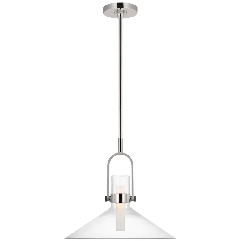 Ian K. Fowler Larkin 18" Empire Pendant in Polished Nickel with Clear Glass Ceiling Light W18.5"