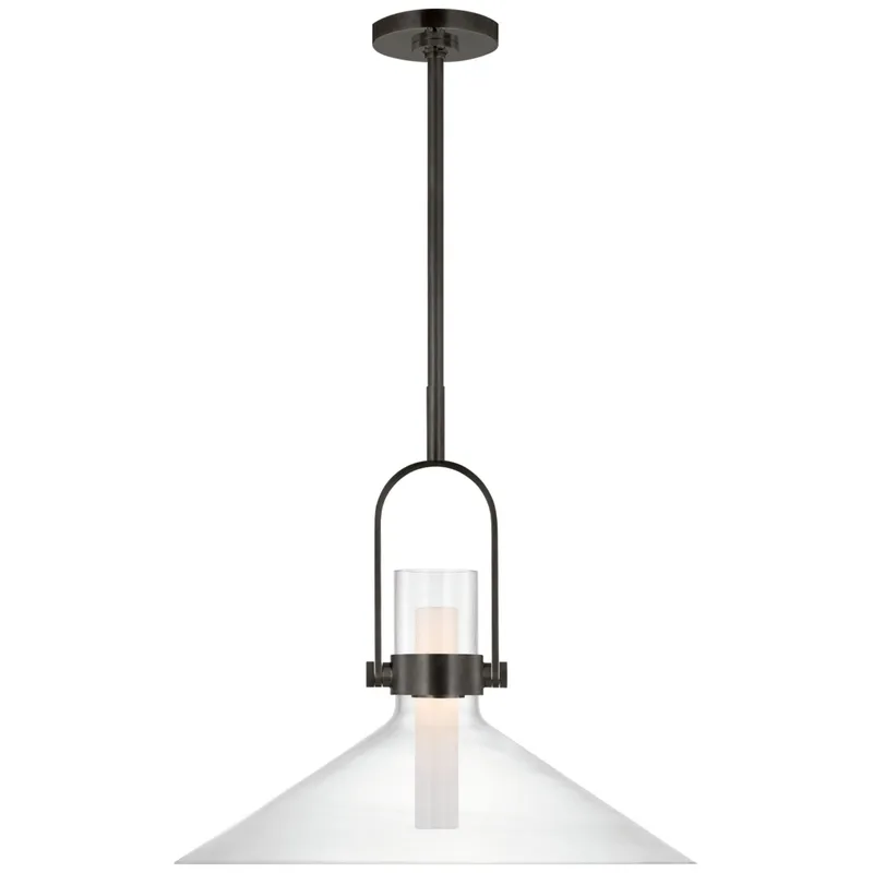 Ian K. Fowler Larkin 24" Empire Pendant in Bronze with Clear Glass Ceiling Light W24"