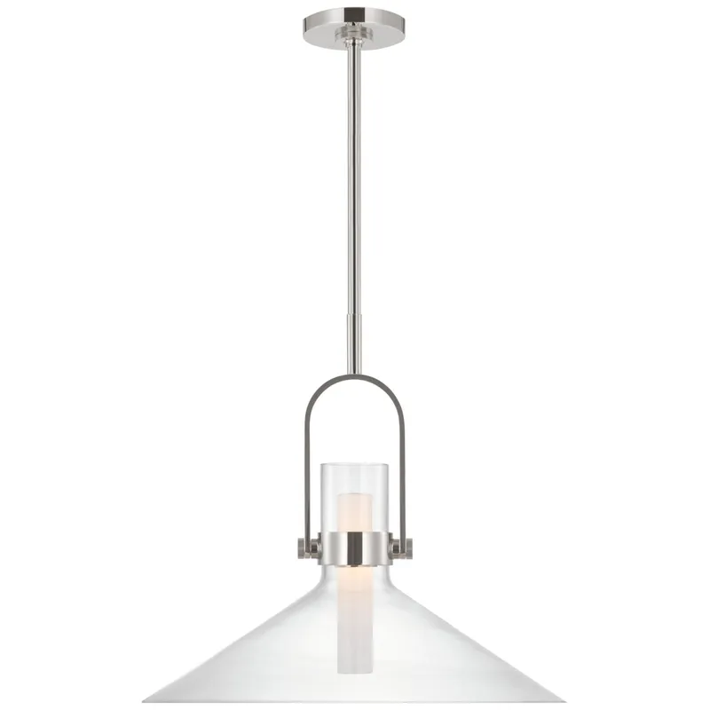 Ian K. Fowler Larkin 24" Empire Pendant in Polished Nickel with Clear Glass Ceiling Light W24"