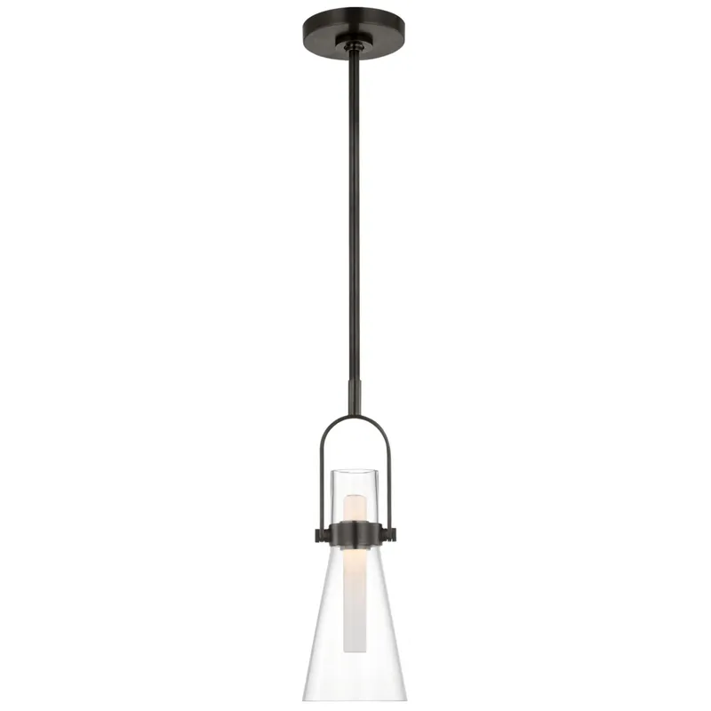 Ian K. Fowler Larkin 5.5" Conical Pendant in Bronze with Clear Glass Ceiling Light W5.5"