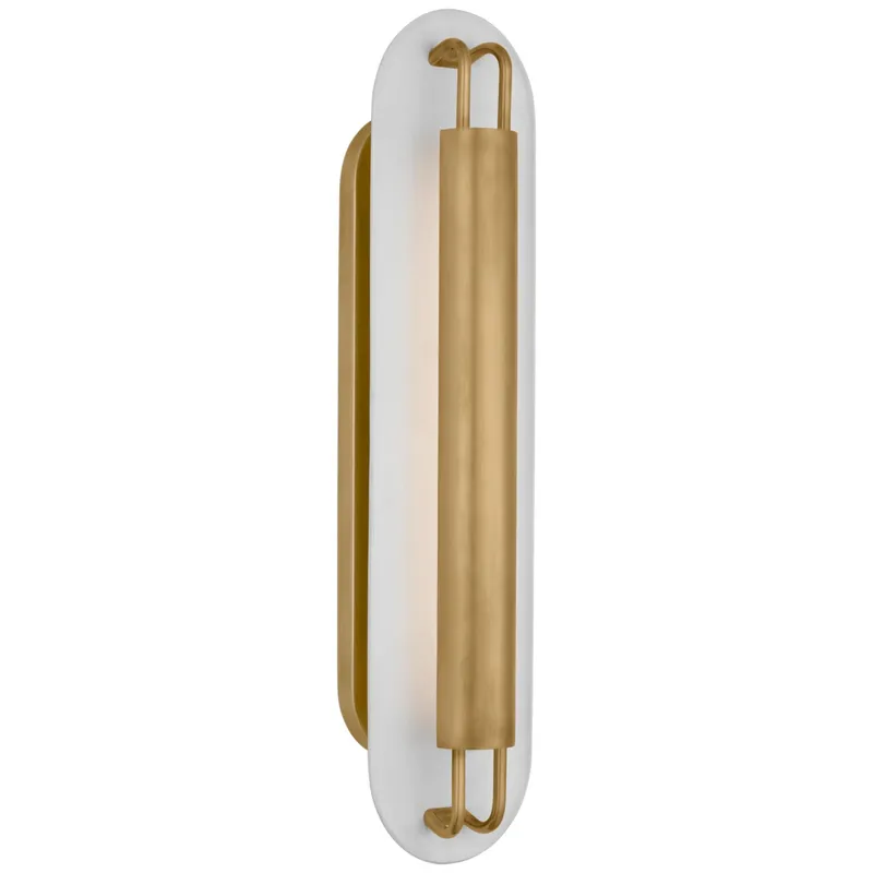 Kelly Wearstler Teline 24" Oval Sconce in Antique-Burnished Brass and Matte White Wall Light W6" x H24"