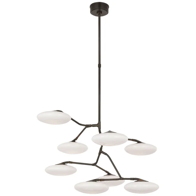 Champalimaud Brindille XL Entry Chandelier in Gun Metal with White Glass Ceiling Light W38.75"