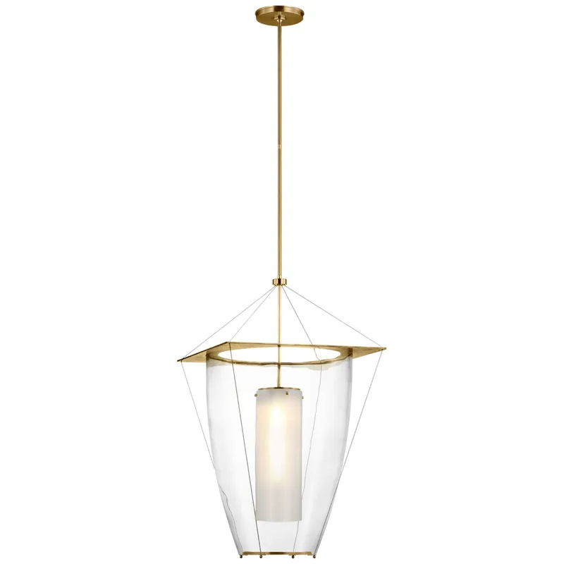 Ray Booth Ovalle 20" Lantern in Antique Brass with Clear Glass Ceiling Light W20"