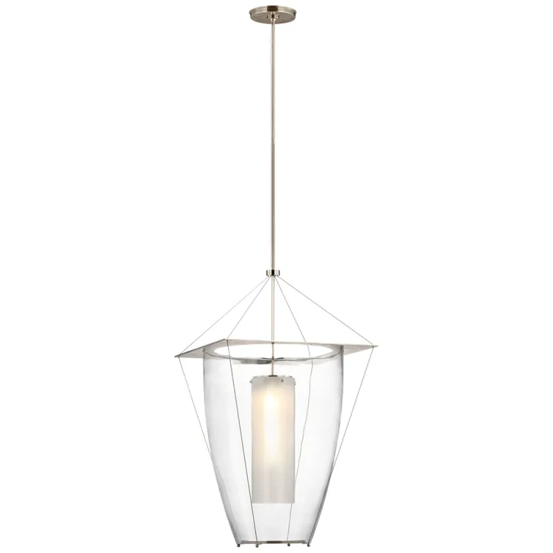 Ray Booth Ovalle 20" Lantern in Antique Nickel with Clear Glass Ceiling Light W20"