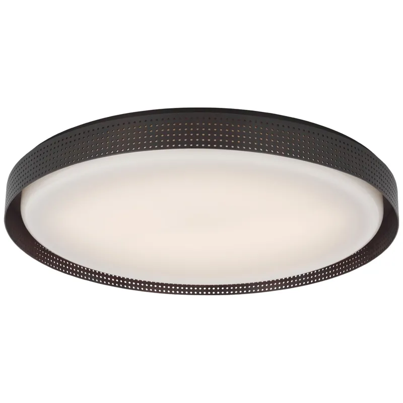 Kelly Wearstler Precision 24" Round Flush Mount in Bronze with White Glass Ceiling Light W24" x H2.75"