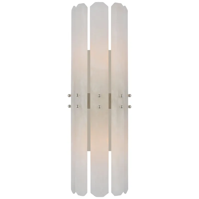 AERIN Bonnington Tall Sconce in Polished Nickel with Alabaster Wall Light W7.5" x H22"