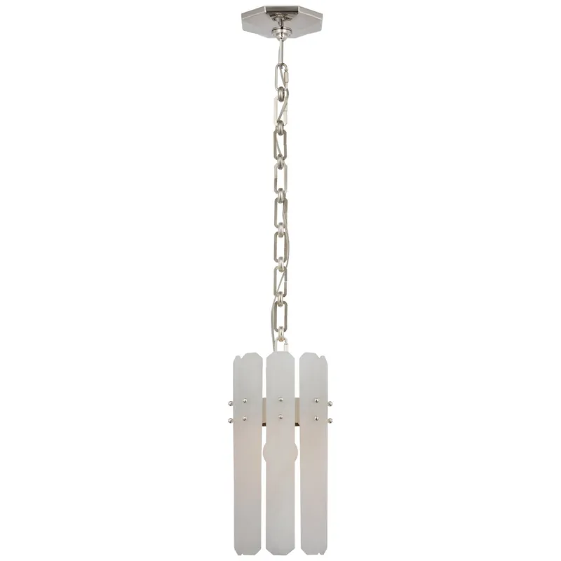 AERIN Bonnington Small Pendant in Polished Nickel with Alabaster Ceiling Light W7.25" x H14.25"