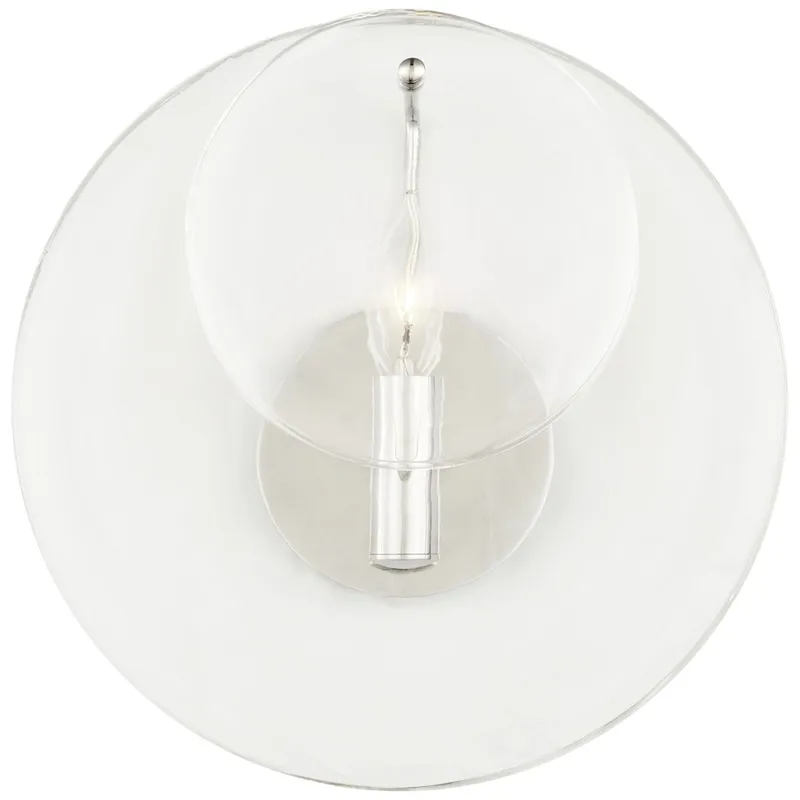 AERIN Loire Small Sconce in Polished Nickel with Clear Strie Glass Wall Light W12" x H12"