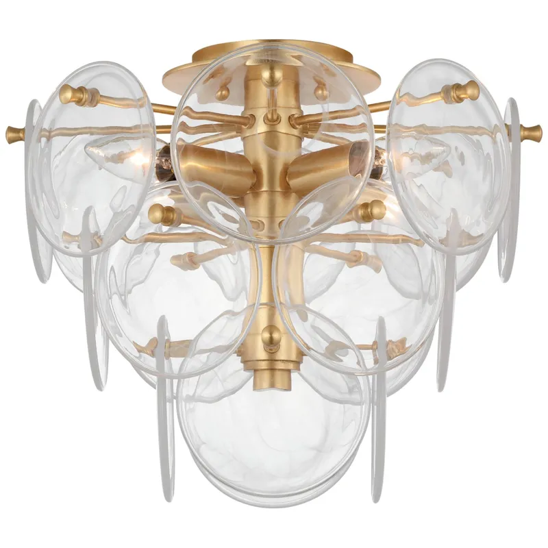 AERIN Loire Medium Tiered Flush Mount in Gild with Clear Strie Glass Ceiling Light W13.75" x H12"