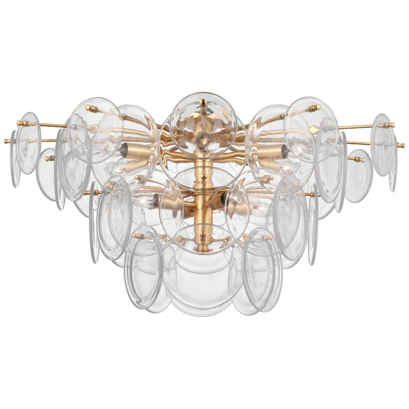AERIN Loire Grande Flush Mount in Gild with Clear Strie Glass Ceiling Light W34" x H16.5"