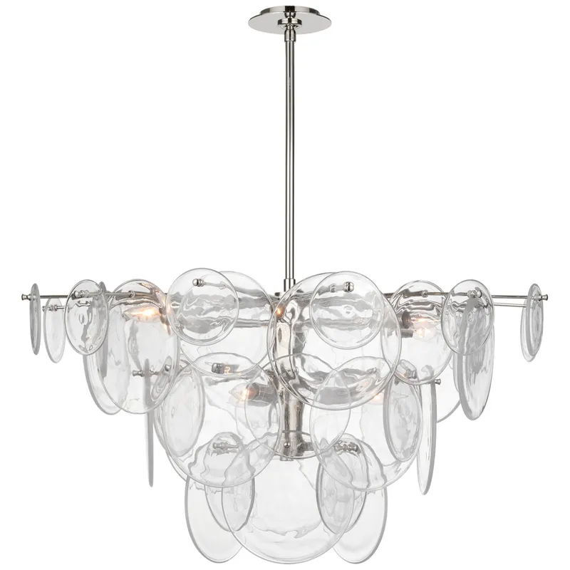 AERIN Loire Large Chandelier in Polished Nickel with Clear Strie Glass Ceiling Light W37.25"