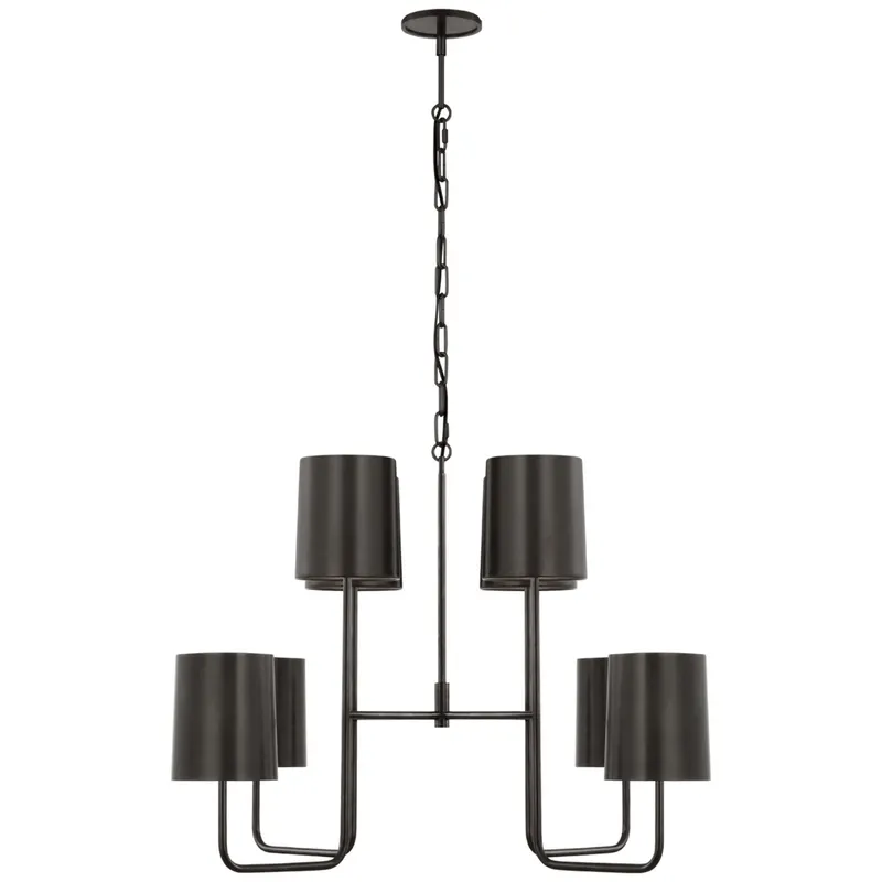Barbara Barry Go Lightly Extra Large Two Tier Chandelier in Bronze with Bronze Shades Ceiling Light W30" x H25.25"