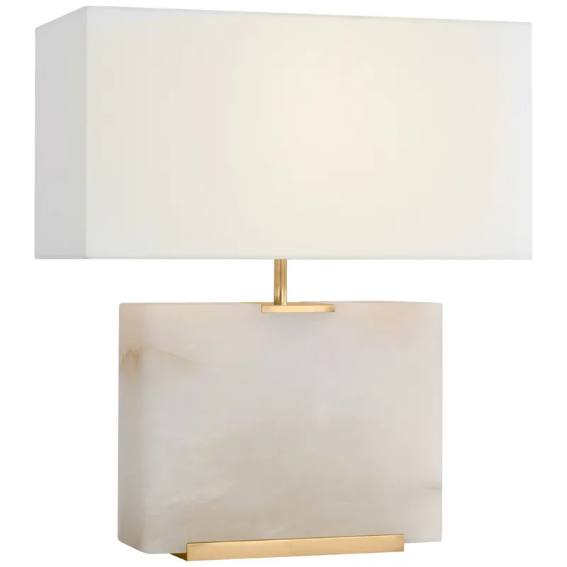 Ian K. Fowler Matero Medium Table Lamp in Alabaster with Linen Shade W19.25" x H22"