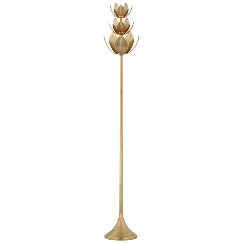 Julie Neill Alberto 70" Floor Torchiere in Antique-Burnished Brass Floor Lamp W10.5" x H70"