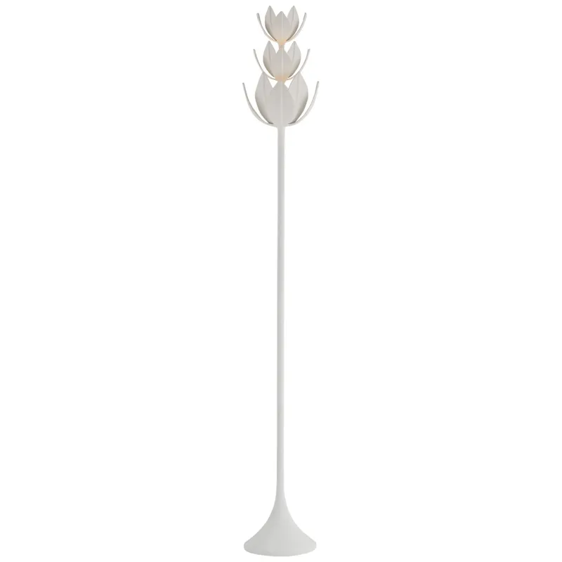 Julie Neill Alberto 70" Floor Torchiere in Plaster White Floor Lamp W10.5" x H70"