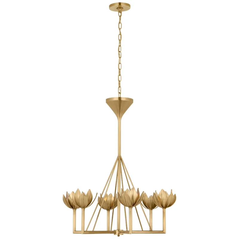 Julie Neill Alberto Small Single Tier Chandelier in Antique-Burnished Brass Ceiling Light W30" x H34.5"