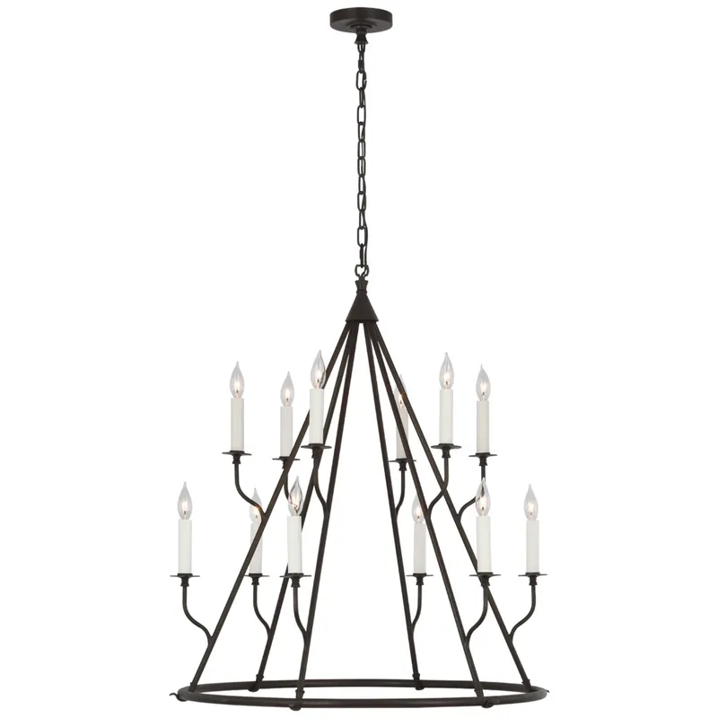 Julie Neill Lorio Large Chandelier in Aged Iron Ceiling Light W33" x H37.25"