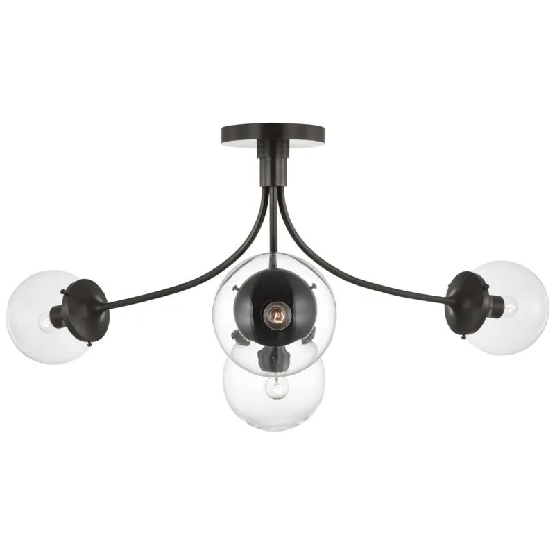 kate spade new york Prescott Large Semi-Flush Mount in Bronze with Clear Glass Ceiling Light W28.25" x H14.5"