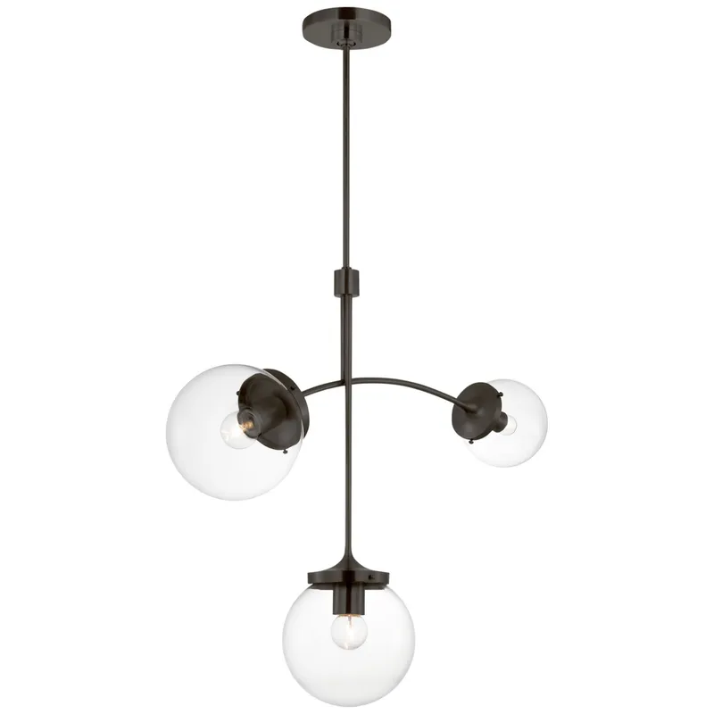 kate spade new york Prescott Small Chandelier in Bronze with Clear Glass Ceiling Light W27"