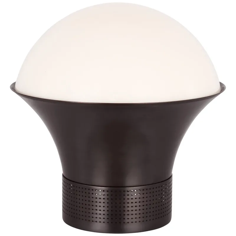 Kelly Wearstler Precision Accent Table Lantern in Bronze with White Glass Table Lamp W10" x H10.5"