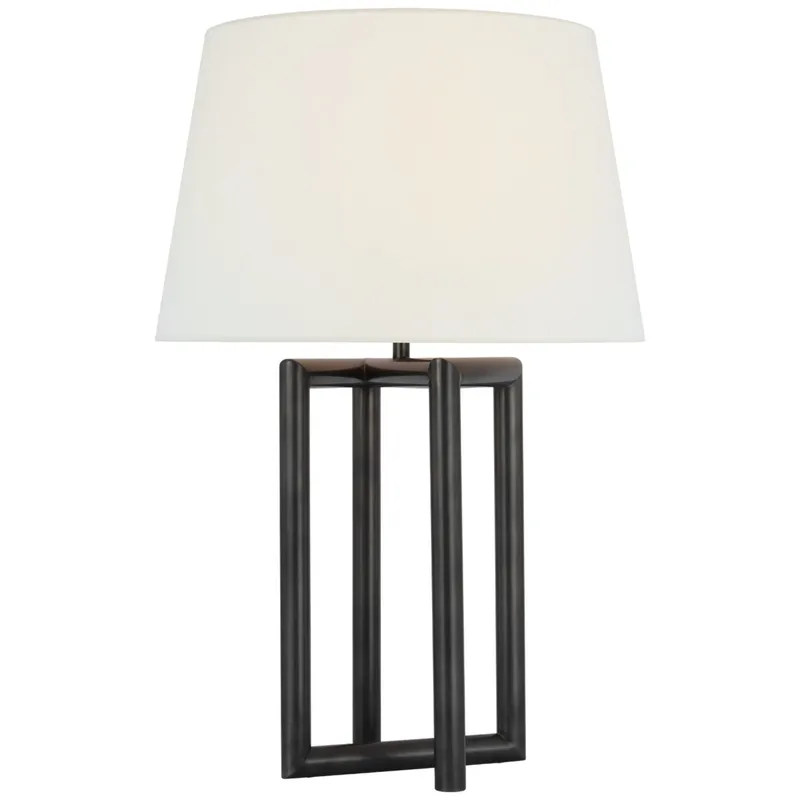 Paloma Contreras Concorde Large Table Lamp in Bronze with Linen Shade W20" x H30.75"