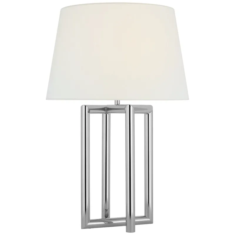 Paloma Contreras Concorde Large Table Lamp in Polished Nickel with Linen Shade W20" x H30.75"