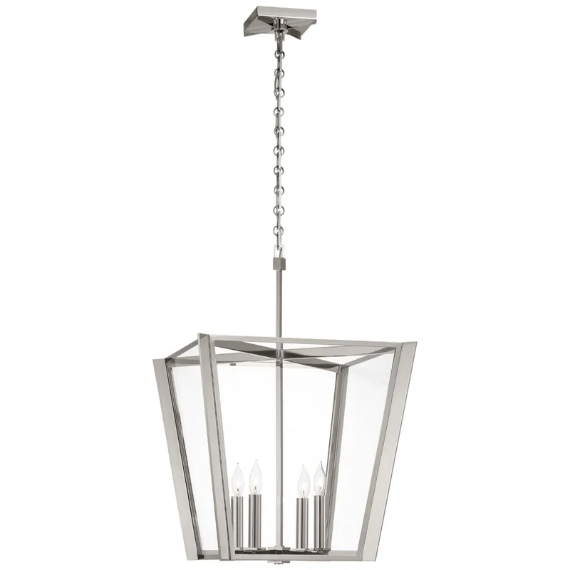 Paloma Contreras Palais 20" Lantern in Polished Nickel with Clear Glass Ceiling Light W20.75" x H30.75"