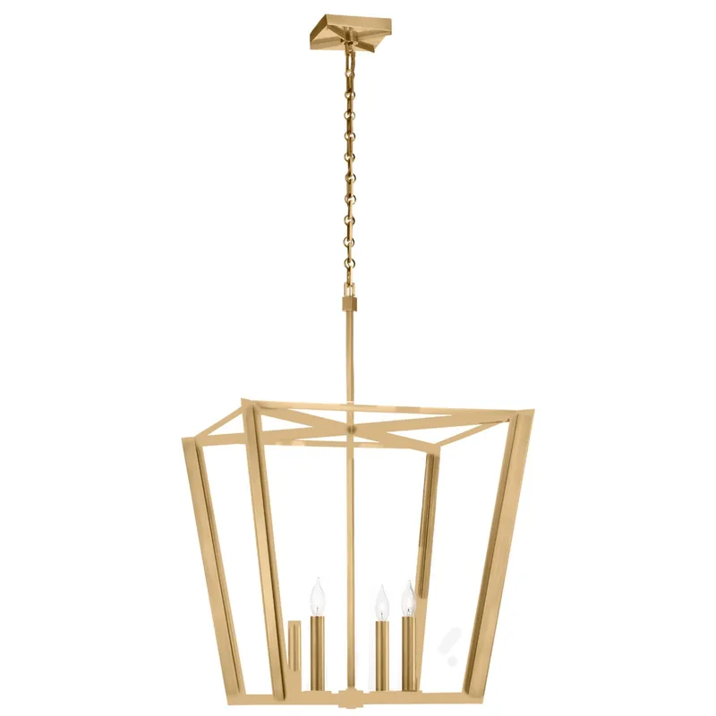 Paloma Contreras Palais 25" Lantern in Hand-Rubbed Antique Brass with Clear Glass Ceiling Light W25" x H37"