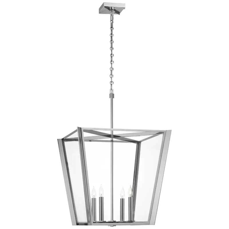Paloma Contreras Palais 25" Lantern in Polished Nickel with Clear Glass Ceiling Light W25" x H37"