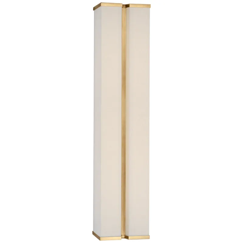 Paloma Contreras Vernet 24" Sconce in Hand-Rubbed Antique Brass and Linen Wall Light W5.5" x H24"