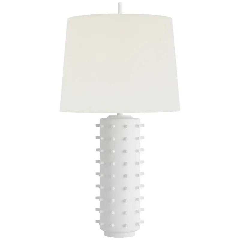 Thomas O'Brien Biarritz Medium Table Lamp in Plaster White with Linen Shade W15" x H29"