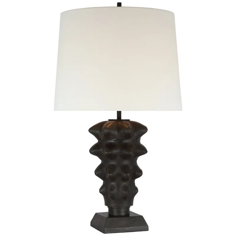 Thomas O'Brien Luxor Large Table Lamp in Garden Bronze with Linen Shade W18" x H31.5"