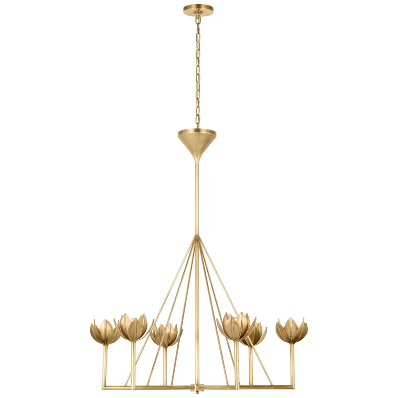 Julie Neill Alberto Large Single Tier Chanderlier in Antique-Burnished Brass Ceiling Light W40" x H46.75"