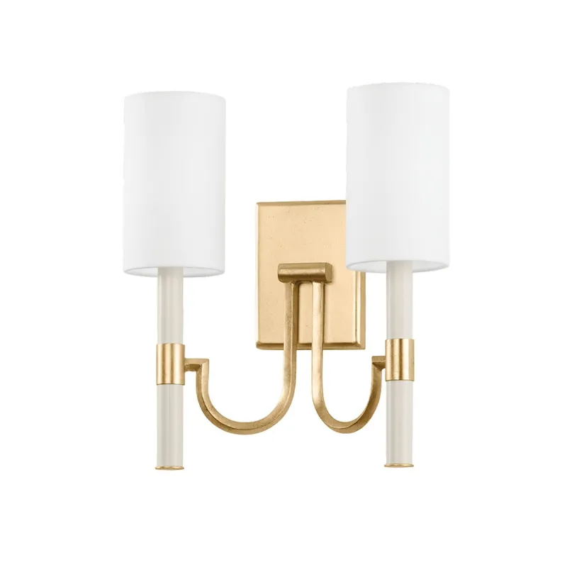 Gustine 2-Light Wall Sconce in Vintage Gold Leaf 13.5W x 14.25H