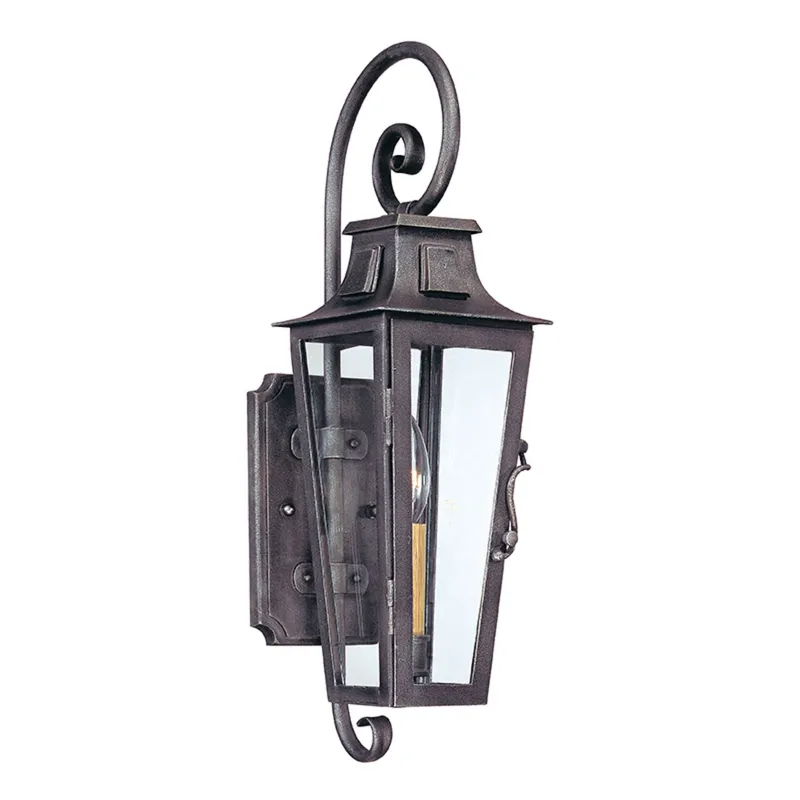 Parisian Square 1-Light Exterior Wall Sconce in Aged Pewter 5.5W x 19H
