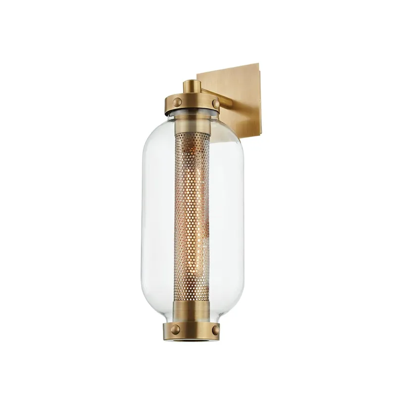 Atwater 1-Light Exterior Wall Sconce in Patina Brass 6.5W x 18.75H