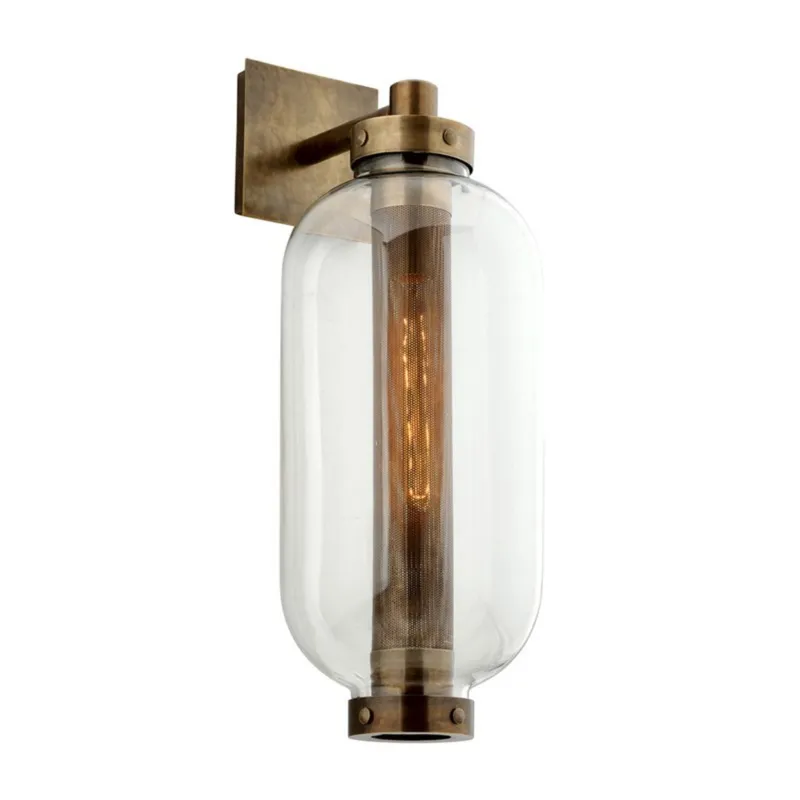 Atwater 1-Light Exterior Wall Sconce in Patina Brass 9.5W x 26H