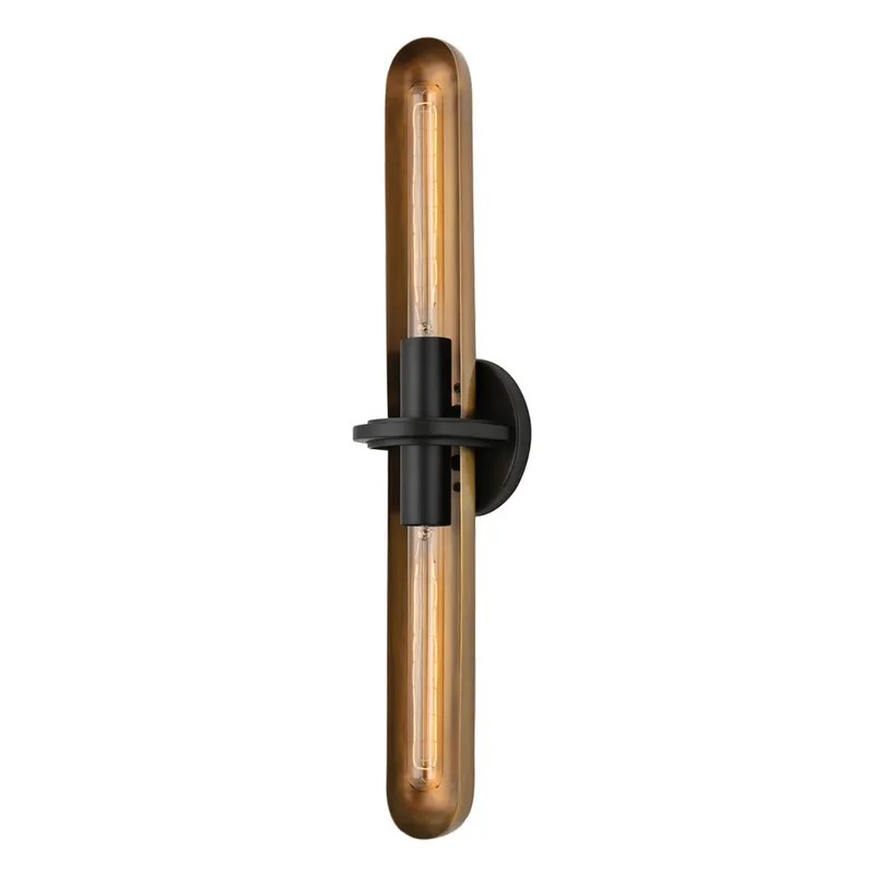 Tuscon 2-Light Wall Sconce in Patina Brass 5W x 25.5H