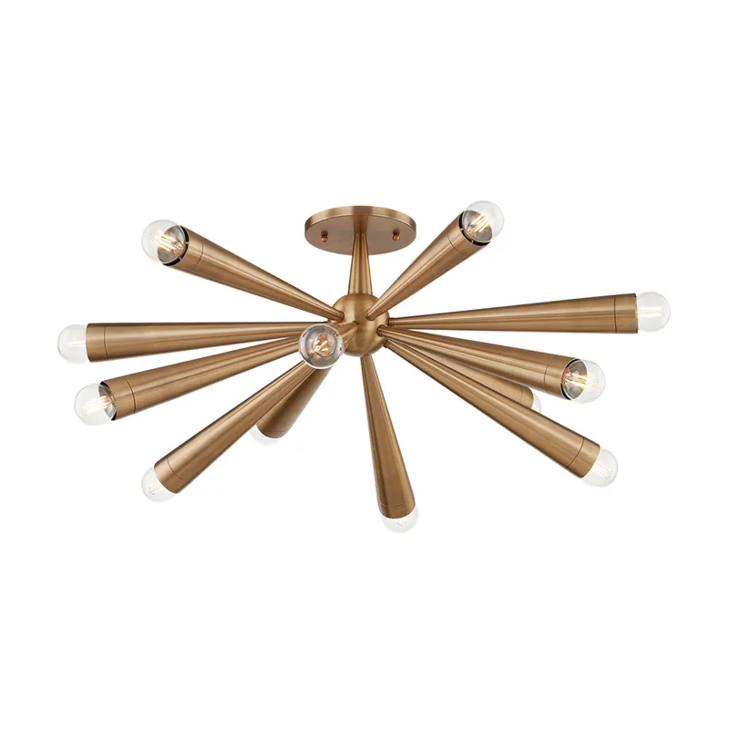 Keanu 12-Light Semi Flush in Patina Brass 30.25W x 11.75H