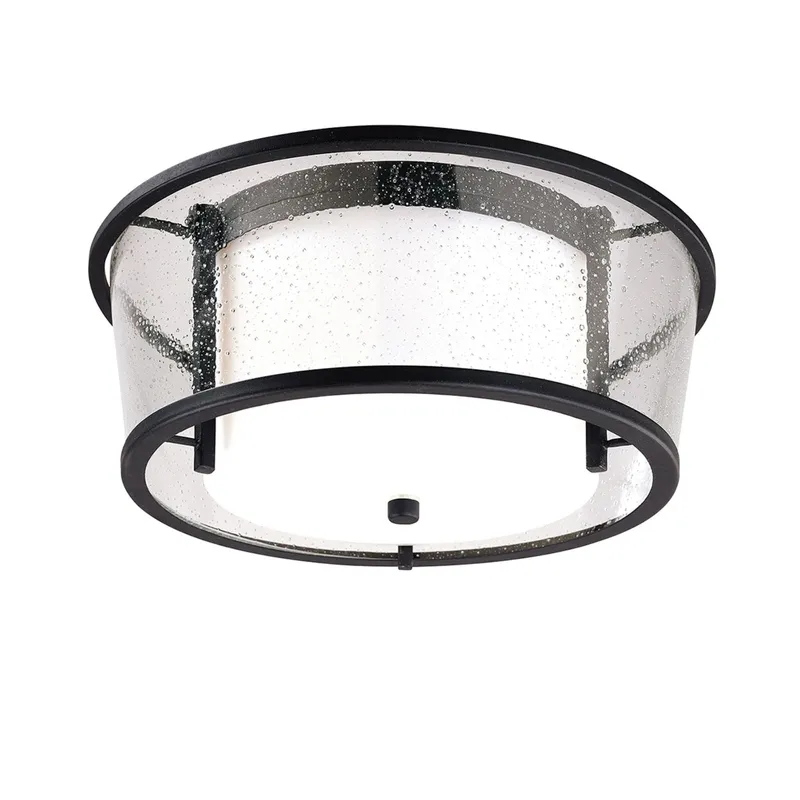Bennington 2-Light Exterior Flush Mount in Texture Black 15W x 7H
